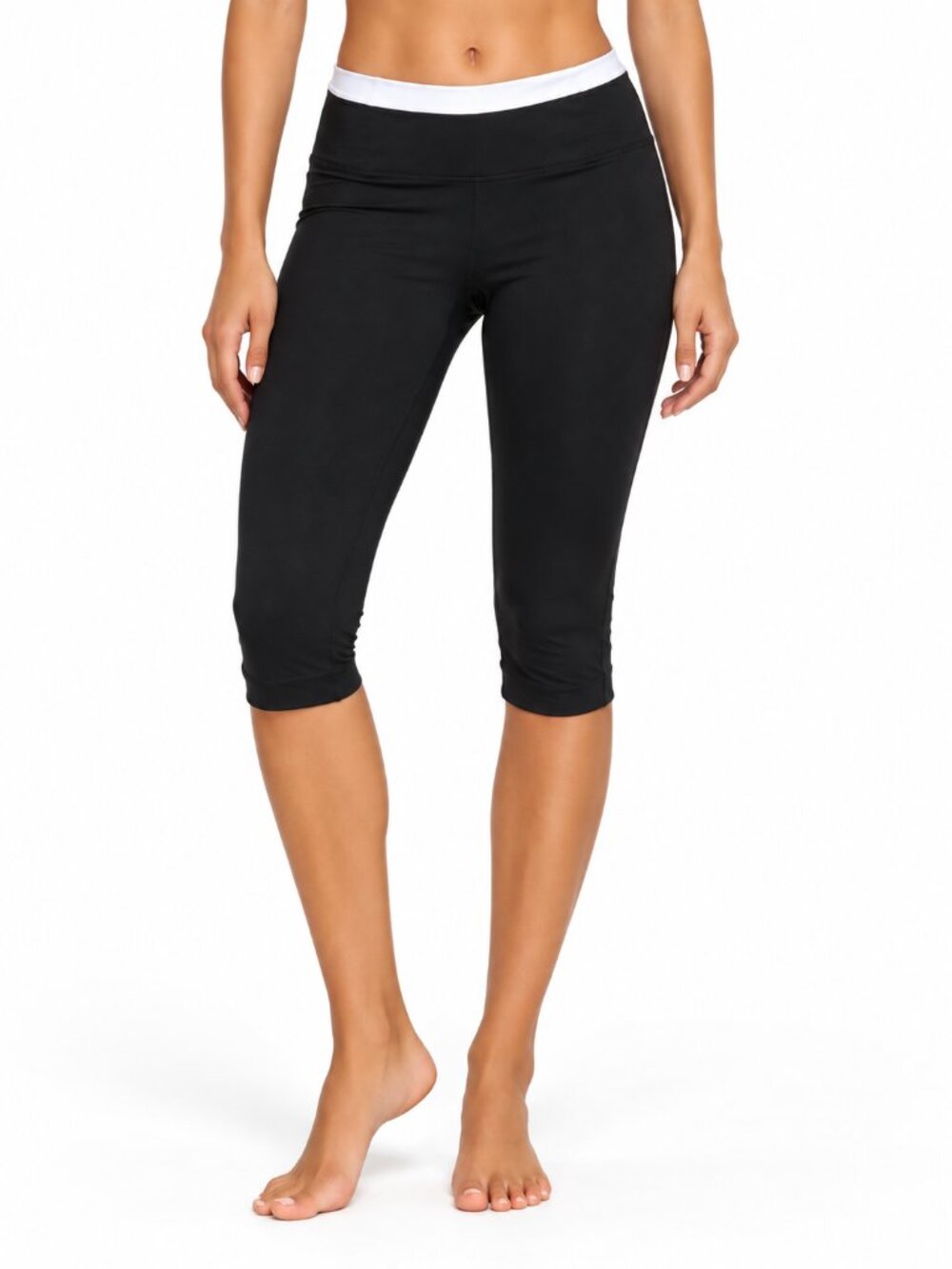 Women's Black Cropped Athletic Capri Leggings, S